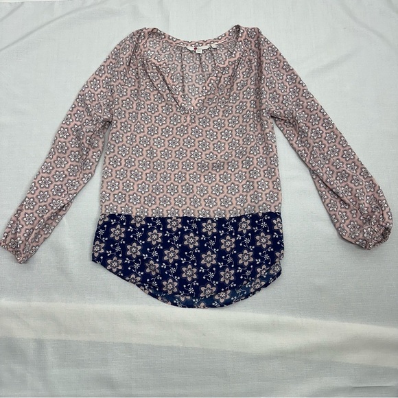 Boden Women's Size 4 Pink & Blue Floral Peasant Blouse Top - Picture 7 of 11